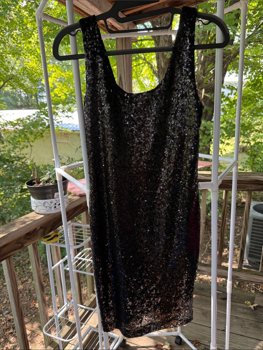 New Rue 21 Small Black Sequin Tank Dress lined 34” length, 34” bust
